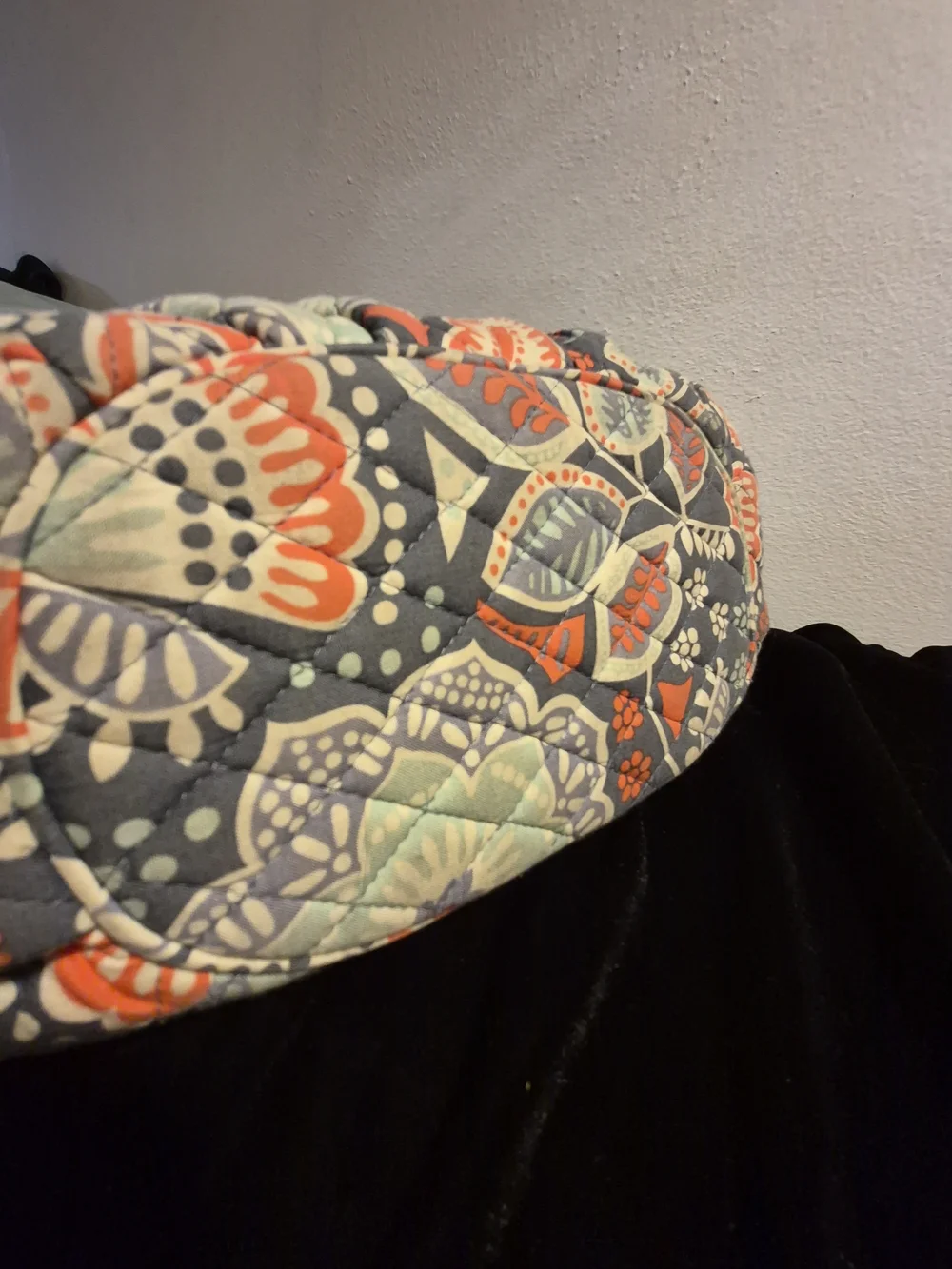 Vera Bradley Quilted Floral Purse. Darker Green Base, Light Green And Orange.
